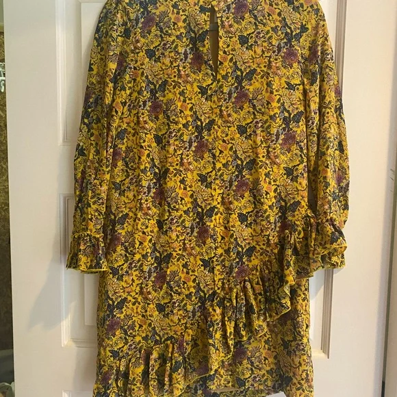 madewell yellow silk dress Madewell 'Beladonna' Yellow Floral Print Silk Dress Size 00
